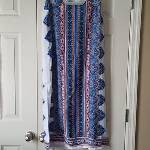 Blue multi color maxi skirt